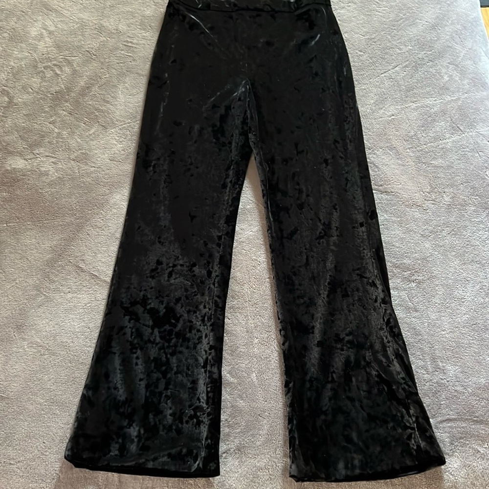 Zara Crushed Velvet Flare Pants Small